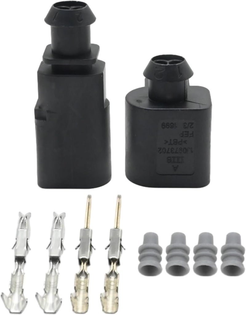 Newnessai 2Pcs 1J0973802 2-Pin Electrical Harness Connector Sensor Plug Kit, Replacement for Audi A1 A2 A3 A4 A6, Replace 1J0973702 - Image 1